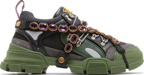 gucci flashtrek sneakers with crystals|goat gucci green crystals.